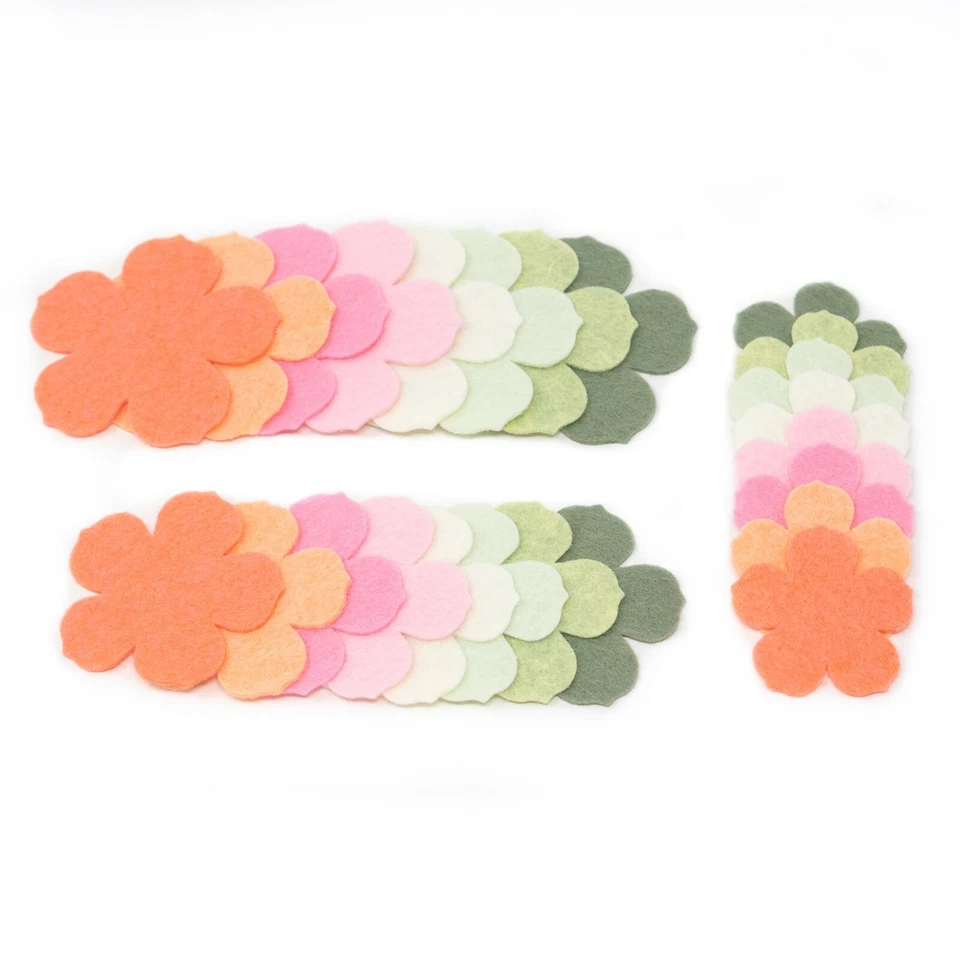 Apliques troquelados con flores Emma - Fieltro mezcla de lana - ELIGE ESQUEMA DE COLOR Foto 1 de 1