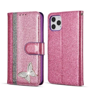 For iPhone 16 Pro Max 15 Plus 14 13 Case Leather Bling Glitter Flip Wallet Cover - Photo 1 sur 15
