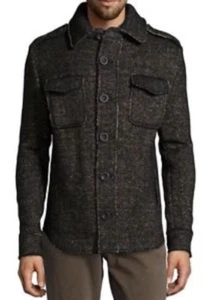 SLATE & Stone Parker Thick Wool Jacket Military Blazer Black Mélange Coat * XL - Picture 1 of 3