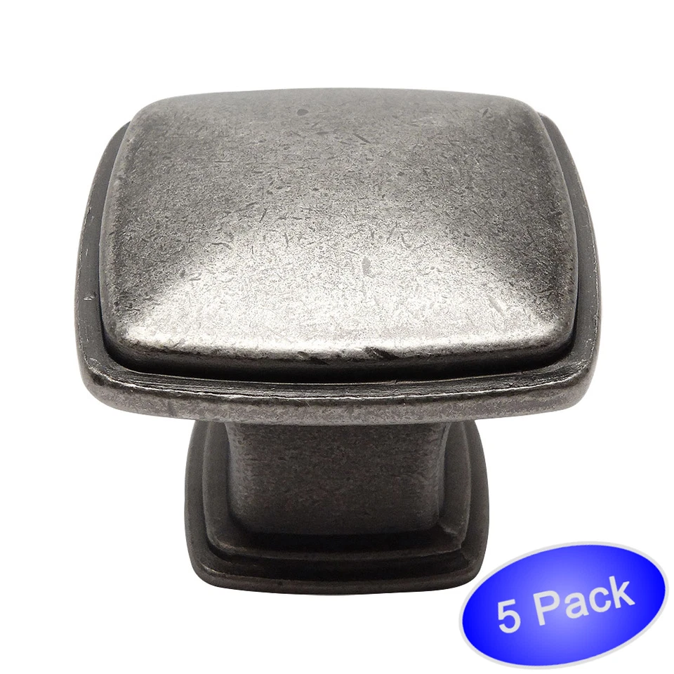 *5 Pack* Cosmas Cabinet Hardware Weathered Nickel Square Cabinet Knobs #4391WN