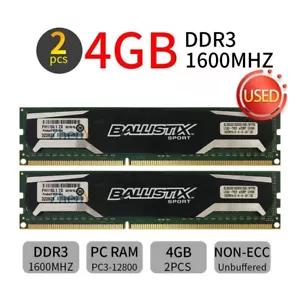 8GB 2x 4GB Crucial Ballistix Sport PC3-12800U DDR3-1600MHz Desktop Memory RAM BT - Picture 1 of 9