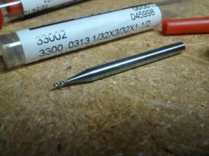 FINILLO DE EXTREMO DE CARBURO DE EXTREMO ÚNICO DE 1/32" 3 FLAUTA 1/32" x 1/8" x 3/32" x 1-1/2" - Imagen 1 de 1