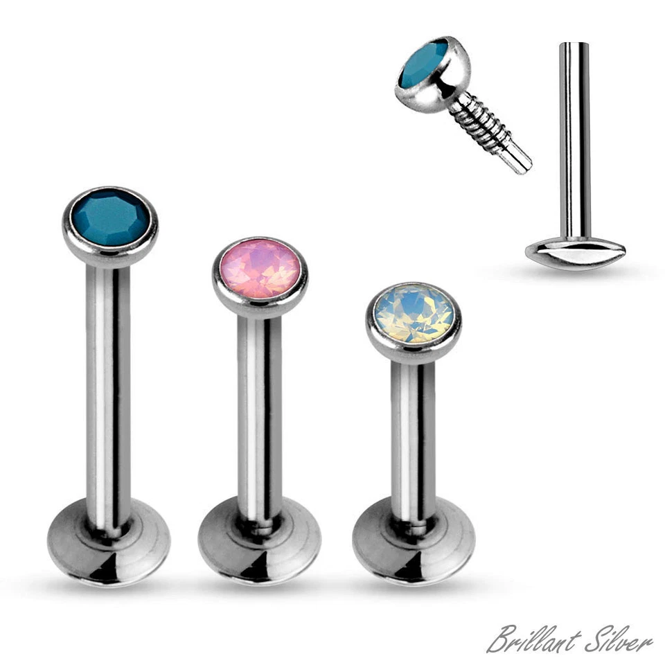 Lippenpiercing Labret Monroe Madonna Ohrpiercing Cartilage Tragus Opal - Bild 1 von 1