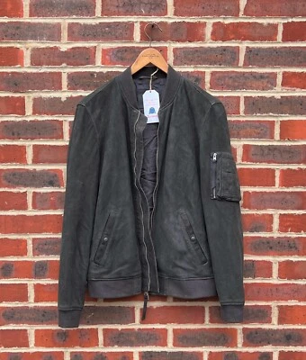 All Saints Mens IKEDA Suede Leather Bomber Jacket Medium Biker A40 - Image 1 of 4