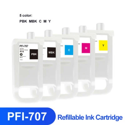 5pc/set PFI-707 Empty Ink Cartridge With ARC Chip For Canon IPF830 IPF840 IPF850 - Image 1 of 3