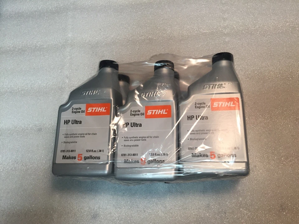 Paquete de 6 STIHL 12,8 oz HP ultra sintético 50:1 aceite de 2 ciclos mezcla de 5 galones Foto 1 de 1