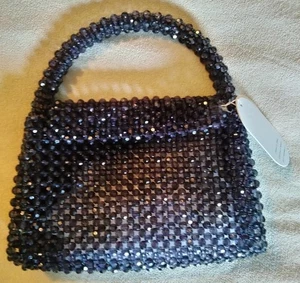 NWT Melie Bianco black small beaded evening leather handbag Sherry #BC4800 - Picture 1 of 9