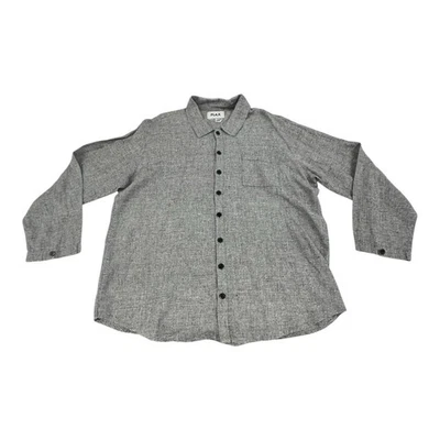 FLAX 100% Linen Long Sleeve Button-Up Shirt Gray Crosshatch Men’s XL? Casual - Image 1 of 4