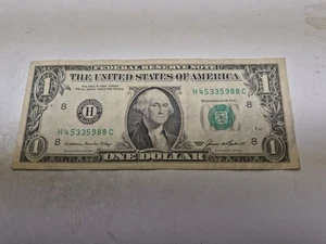 RARE VINTAGE 1985 1$ DOLLAR BILL H45335988C FANCY SERIAL NUMBER, ST LOUIS - Picture 1 of 4