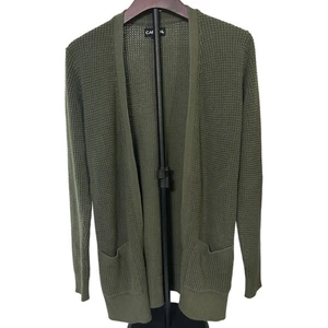 Carbon Men's Olive Green Open Front Cardigan Size Small - Picture 1 of 3