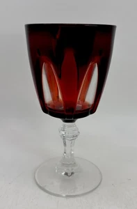 "Copa de vino gótica vintage Cristal D'Arques Durand rojo rubí transparente 5"" repuesto" - Imagen 1 de 4