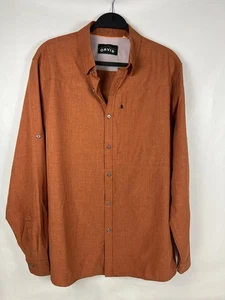 Camisa Orvis Hombre Mediana Naranja Manga Larga Cremallera Bolsillo Botón Ligera - Imagen 1 de 6