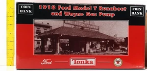 Gearbox Tonka 1918 Ford Model T Runabout Coin Bank & Wayne Gas Pump Texaco 57625 - Picture 1 of 5