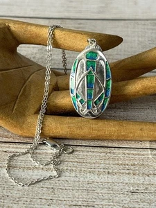 Vintage Arts & Crafts , Nouveau Style Enamel Locket Pendant With Chain - Picture 1 of 5