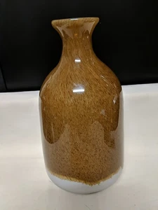 Handblown JL Art Glass Vase 11" Tall - Browns & White - Picture 1 of 5