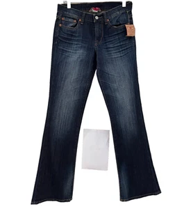 Neu mit Etikett Lucky Brand blaue Damenjeans normale Schrittlänge dunkle Waschung Größe 26/2 Taschen - Bild 1 von 22