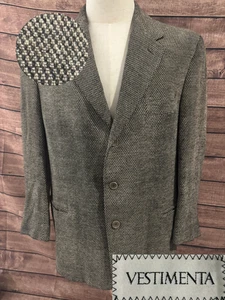 Vestimenta Blazer Mens 42R Brown Houndstooth Wool Blend Made in Italy EU 52 - Picture 1 of 18