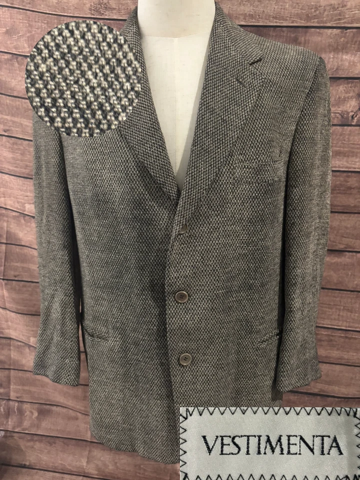Vestimenta Blazer Mens 42R Brown Houndstooth Wool Blend Made in Italy EU 52 - Image 1 of 4
