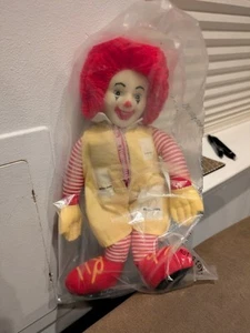 Vintage Ronald McDonald Plush Doll Toy Plastic Face 11” Yarn Hair 1980's Sealed - Picture 1 of 4