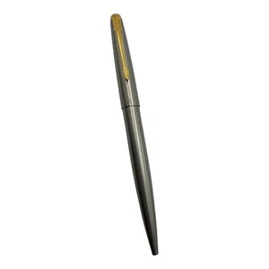 Vintage Parker Stainless Steel Pen Cap & Barrel Only – Missing Inner Pen - Foto 1 di 5