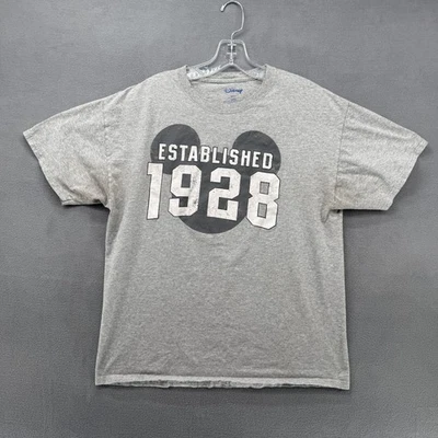 Camiseta Disney Unisex Grande Gris Jaspeado Establecida 1928 Cuello Redondo Manga Corta Foto 1 de 4