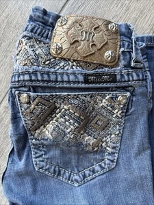 Miss Me Women’s Jeans Size 24 Rhinestone Pocket Designs Boot Cut - Picture 1 of 5