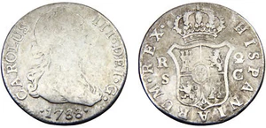 Spain 1788 S C 2 Reales Silver 81.30% VF - Picture 1 of 1