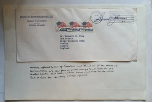 USA Cover To England Member Of Congress 1966 Signed Harold T Johnson RARE - Picture 1 of 3