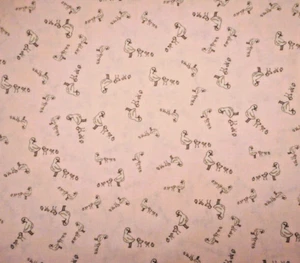 30s Reproduction Fabric 1 Yard Little Duck Family on Lt Pink Premium Cotton Vtg - Picture 1 of 2