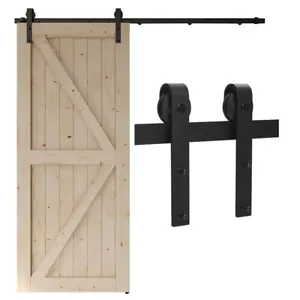 Kit de herrajes para puerta corredera de granero negro moderno armario estilo colgante riel de pista - Imagen 1 de 10