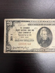 1929 20 Dollar The Chenango County National Bank And Trust Company of NORWICH NE - Picture 1 of 4