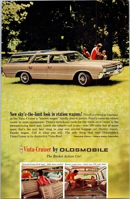 PRINT AD 1965 Oldsmobile Vista Cruiser Station Wagon Rocket Action Car 6.5 x 10 - Image 1 of 3