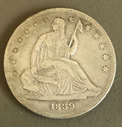 1839 ND Seated Liberty half dollar, nice original VF Cover