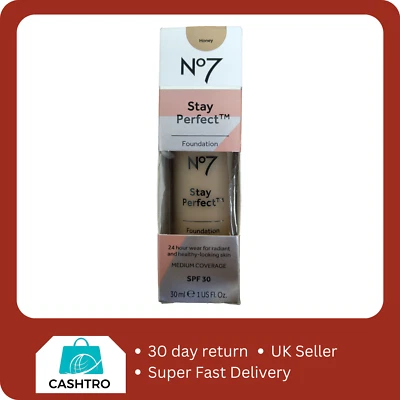 No7 Stay Perfect Foundation Medium Coverage SPF 30 30ml Honey - Image 1 of 4