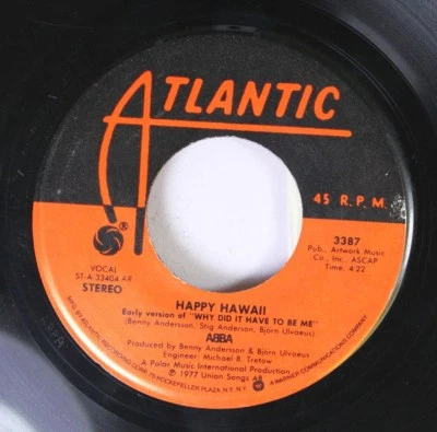Rock 45 Abba - Happy Hawaii / Knowing Me, Knowing You On Atlantic - Image 1 of 2