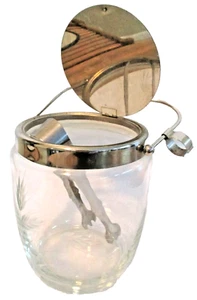 Vintage MCM geätzter Weizen Quarzex Kristall Noritake Eiskübel mit rostfreier Zange - Bild 1 von 5