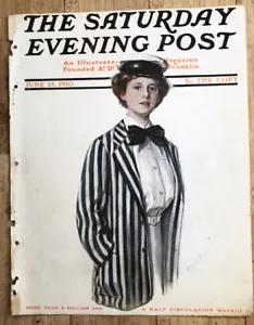 1909 Original SATURDAY EVENING POST COVER Woman in College ILLUSTRATION Art - Bild 1 von 3