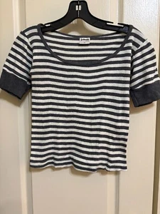 Schott NYC  Ladies Gray Stripe Round Neck Shirt Small - Picture 1 of 3