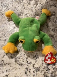 Ty Beanie Babie Green and Yellow 8in smoochy Frog - 4039 - Picture 1 of 10