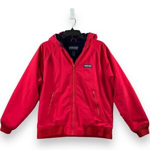 Lands' End Boy Size Large 14/16 Unisex Red Hooded Fleece Windbreaker Jacket