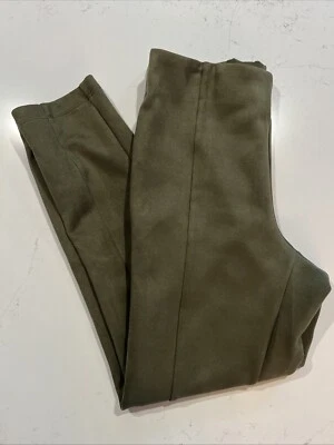 LOFT Ankle Zip Faux Suede Leggings Size Medium Olive Green - Image 1 of 3
