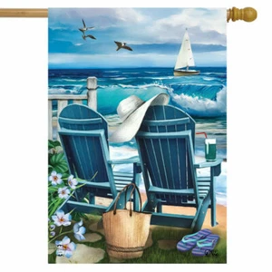 #164 BANDIERA CASA MARE ESCAPE NAUTICA SPIAGGIA SPIAGGIA MARE OCEANO 28X40 - Foto 1 di 1