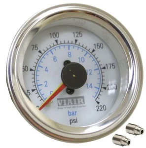 Viair 90081 Dual Needle 220 PSI White Face Gauge W 1/8" PTC X 1/8" FNPT Fittings - Bild 1 von 1
