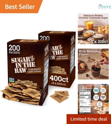 Pacotes de açúcar de cana granulado 200 unidades adoçante natural não transgênico sem glúten - Imagem 1 de 4