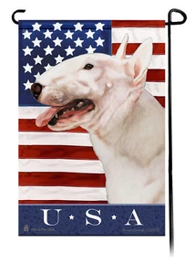 Patriotic USA Garden Flag - White Bull Terrier 028 - Picture 1 of 1