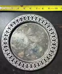 Antique Silver Plated? Serving Plate or Charger - 9" inches diameter - Retro - Picture 1 of 3