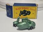 Vintage Matchbox Lesney  #36 Motor Scooter with Sidecar NM+ with Box seafoam