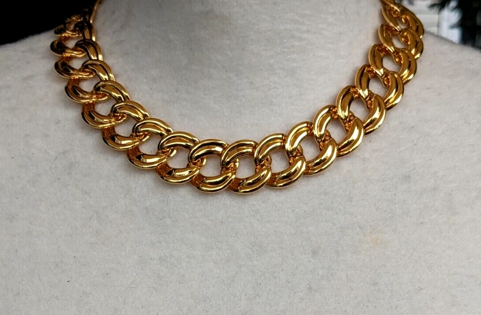 Collar Gargantilla Vintage Años 90 Napier Tono Oro 7/8" Ancho Cadena 18" Largo Moda Foto 1 de 4
