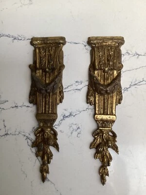 Paire of Antique French Brass Pediment Furniture Mounts - Image 1 of 4