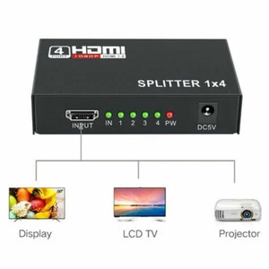 4k HDMI Splitter Amplifier For TV 1080P 1X4 1 in 4 out Video Converter Adapter - Picture 1 of 12